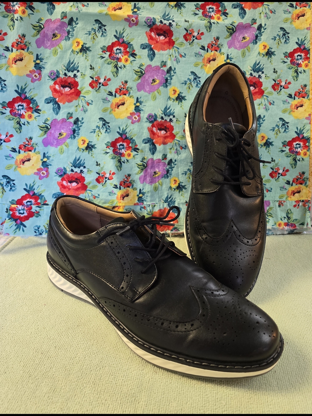Stafford Black & White Wingtip Derby Oxfords Lace Up Platform Shoes